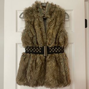 Faux Fur Vest w/ Belt